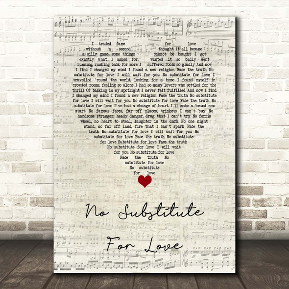 Madonna No Substitute For Love Script Heart Song Lyric Print