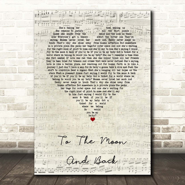 Savage Garden To The Moon And Back Script Heart Song Lyric Print