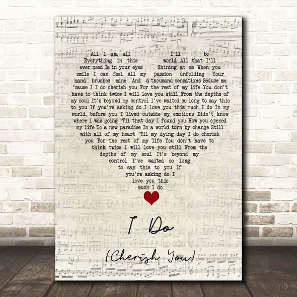 98 Degrees I Do (Cherish You) Script Heart Song Lyric Print