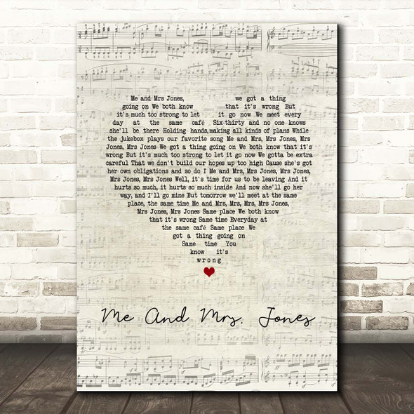 Michael Buble Me And Mrs. Jones Script Heart Song Lyric Print