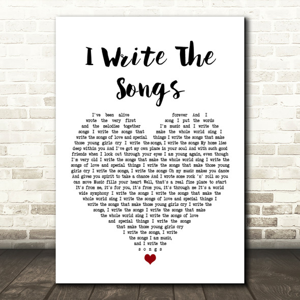 David Cassidy I Write The Songs Heart Song Lyric Quote Print