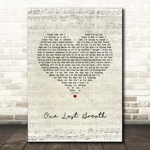 Creed One Last Breath Script Heart Song Lyric Print