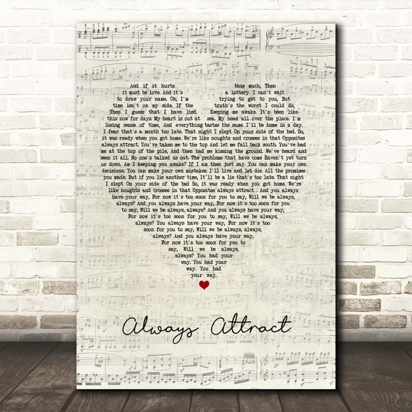 You Me At Six Always Attract Script Heart Song Lyric Print