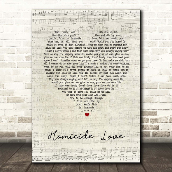 James Arthur Homicide Love Script Heart Song Lyric Print