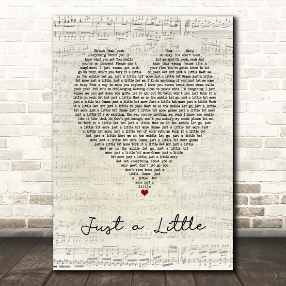 Liberty X Just a Little Script Heart Song Lyric Print