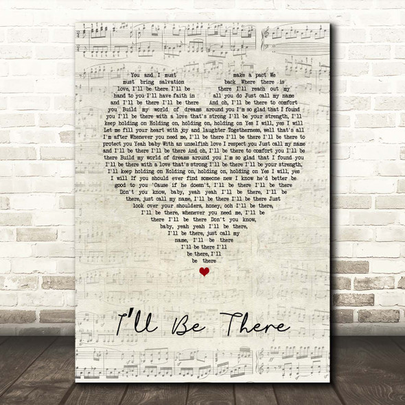 Michael Jackson Ill Be There Script Heart Song Lyric Print