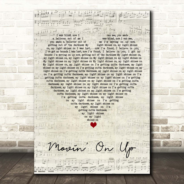 Primal Scream Movin' On Up Script Heart Song Lyric Print