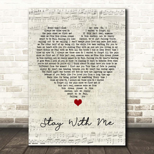 Chanyeol & Punch Stay With me Script Heart Song Lyric Print