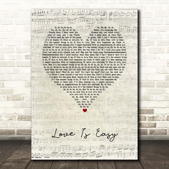 McFly Love Is Easy Script Heart Song Lyric Print