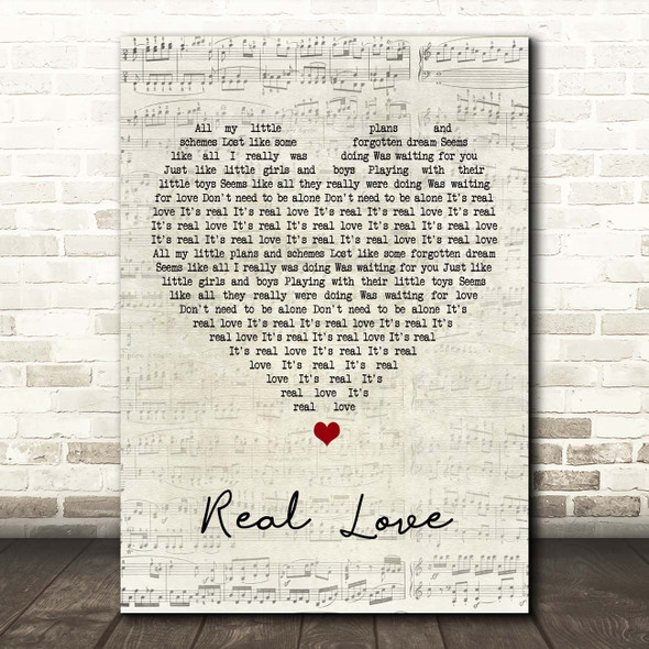 Tom Odell Real Love Script Heart Song Lyric Print