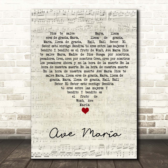 Marian Anderson Ave Maria Script Heart Song Lyric Print