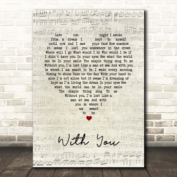 Ronan Keating With You Script Heart Song Lyric Print