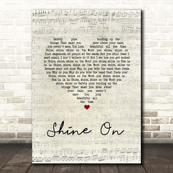 The Kooks Shine On Script Heart Song Lyric Print