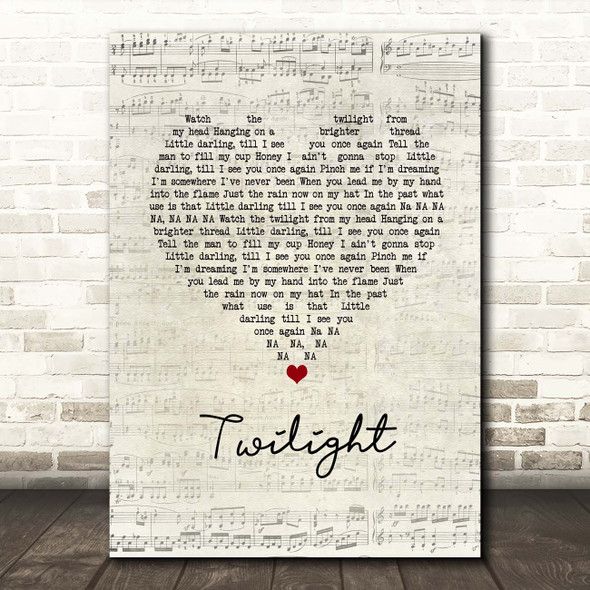 David Gray Twilight Script Heart Song Lyric Print