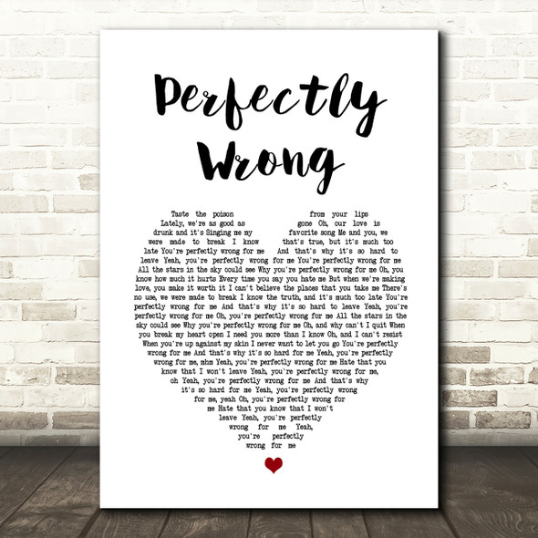 Shawn Mendes Perfectly Wrong Heart Song Lyric Quote Print