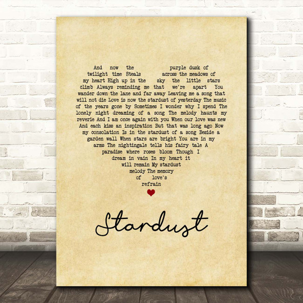 Nat King Cole Stardust Vintage Heart Song Print