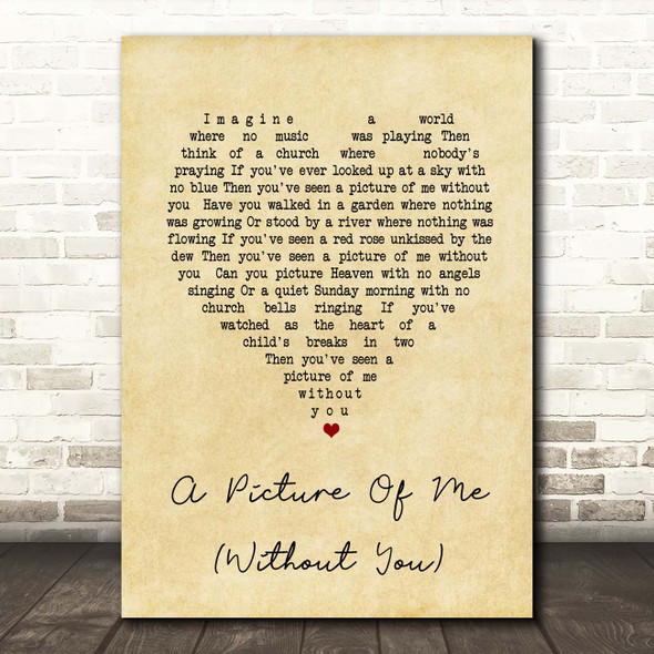 George Jones A Picture Of Me (Without You) Vintage Heart Song Lyric Print