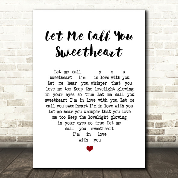 Timi Yuro Let Me Call You Sweetheart Heart Song Lyric Quote Print