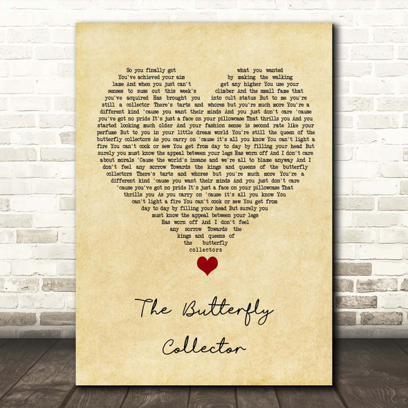 The Jam The Butterfly Collector Vintage Heart Song Lyric Print