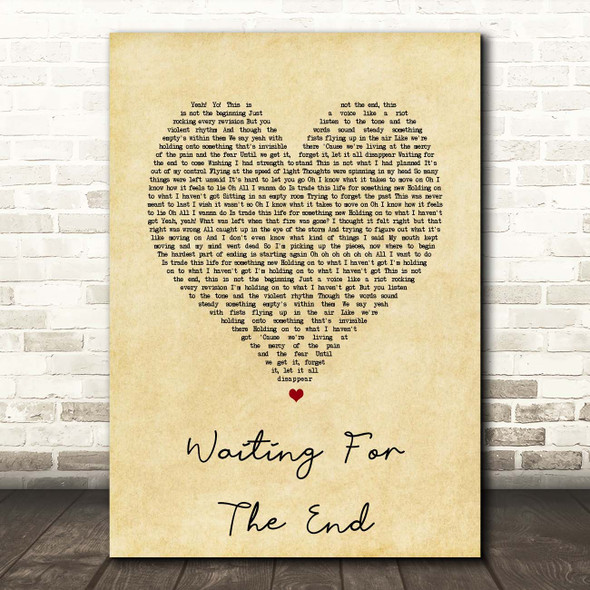 Linkin Park Waiting For The End Vintage Heart Song Lyric Print
