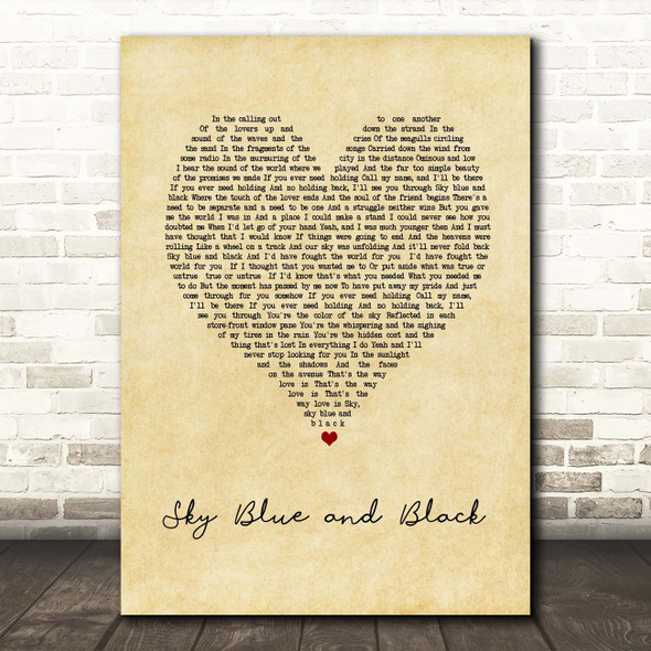 Jackson Browne Sky Blue and Black Vintage Heart Song Lyric Print