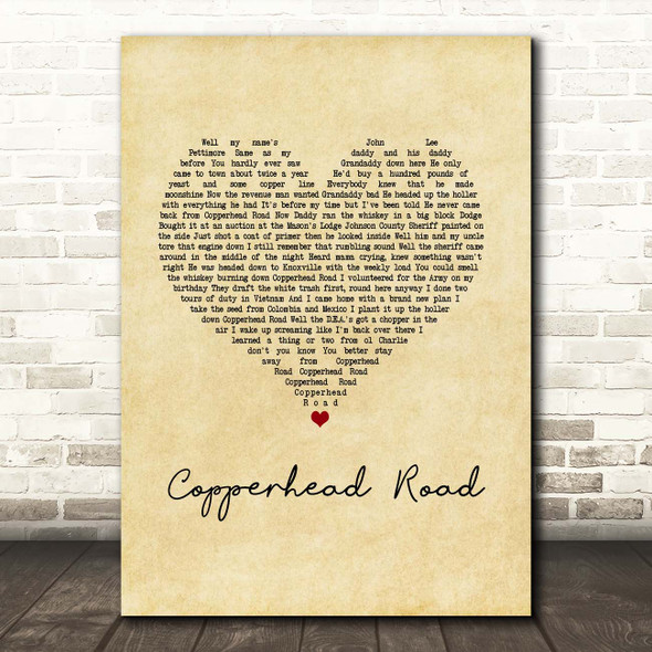 Steve Earle Copperhead Road Vintage Heart Song Lyric Print