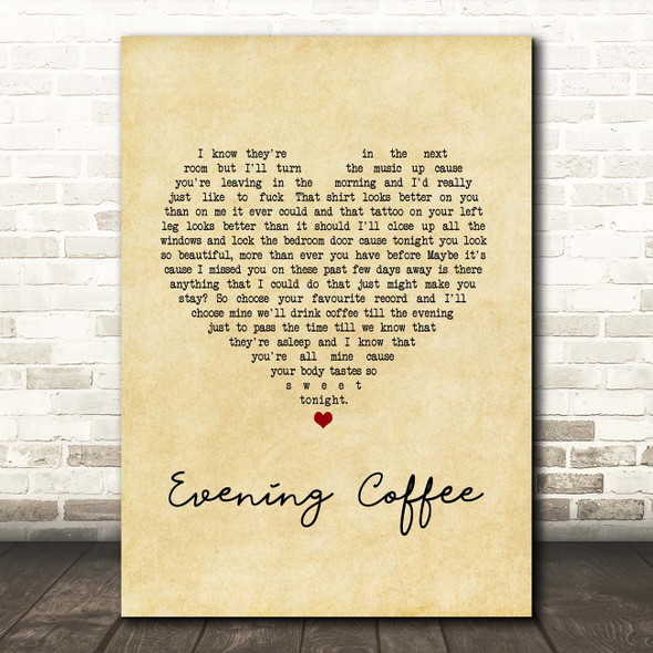 Moose Blood Evening Coffee Vintage Heart Song Lyric Print