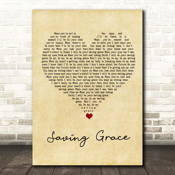 Kodaline Saving Grace Vintage Heart Song Lyric Print