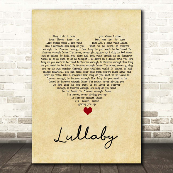 Dixie Chicks Lullaby Vintage Heart Song Lyric Print