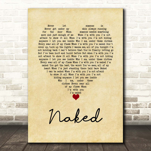 The Shires Naked Vintage Heart Song Lyric Print