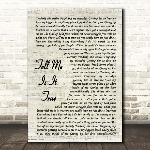 UB40 Tell Me Is It True Vintage Script Song Lyric Print