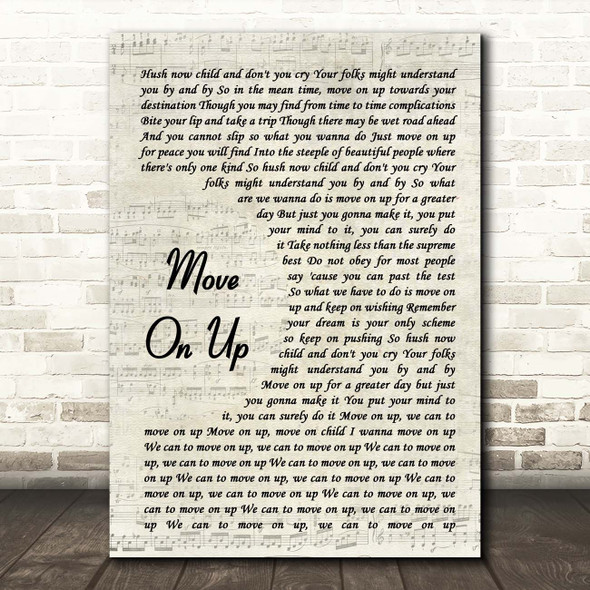 Curtis Mayfield Move On Up Vintage Script Song Lyric Print