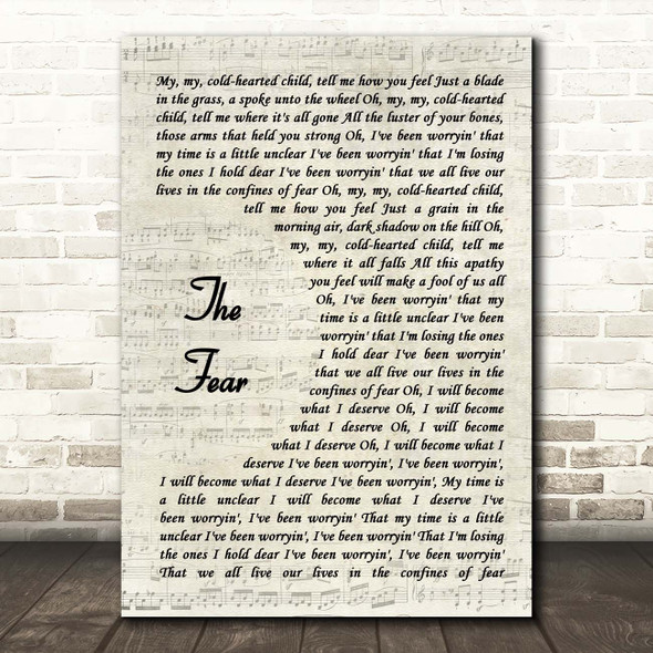 Ben Howard The Fear Vintage Script Song Lyric Print