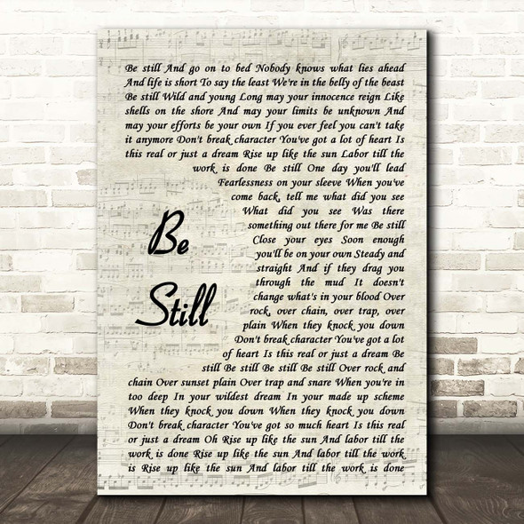 The Killers Be Still Vintage Script Song Lyric Print