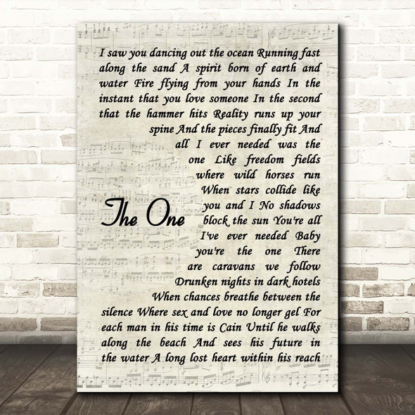 Elton John The One Vintage Script Song Lyric Print