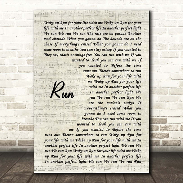 Foo Fighters Run Vintage Script Song Lyric Print