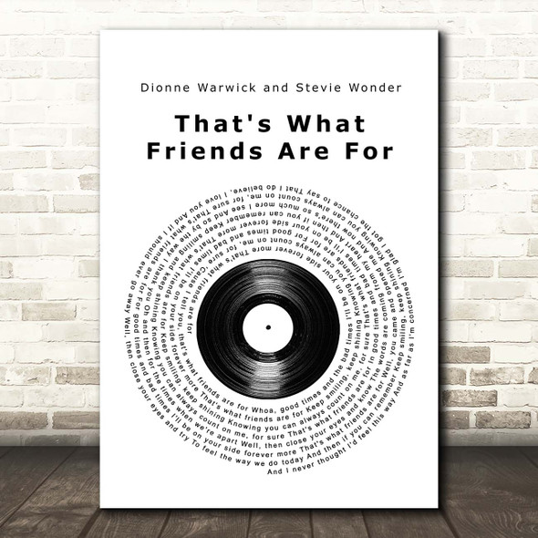 Dionne Warwick That's What Friends Are For Vinyl Record Song Lyric Print