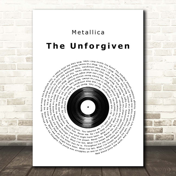 Metallica The Unforgiven Vinyl Record Song Lyric Print