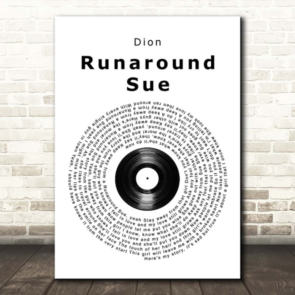 Dioin Runaround Sue Vinyl Record Song Lyric Print
