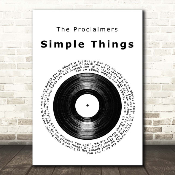 The Proclaimers Simple Things Vinyl Record Song Lyric Print