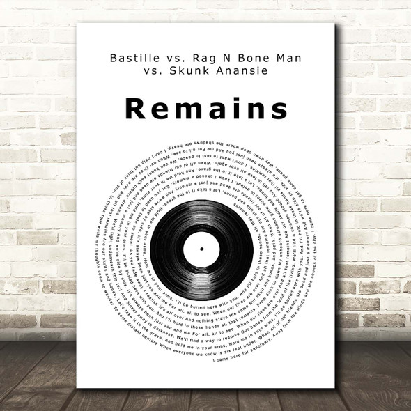 Bastille Remains Vinyl Record Song Lyric Print