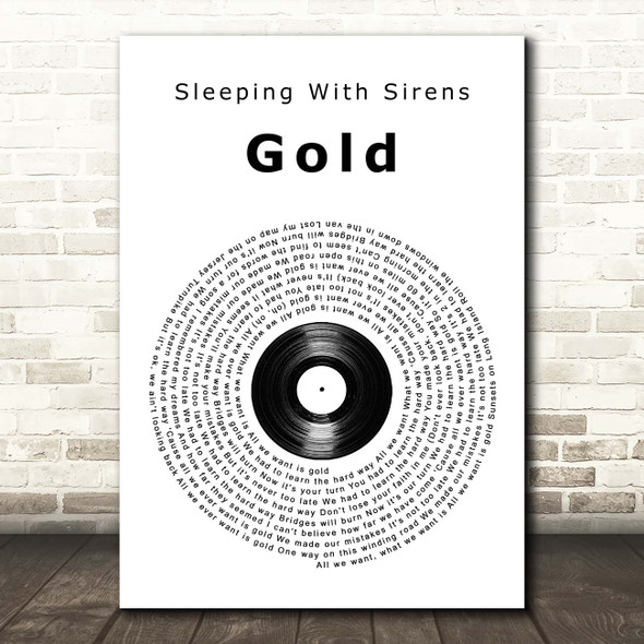 Sleeping With Sirens Gold Vinyl Record Song Lyric Print