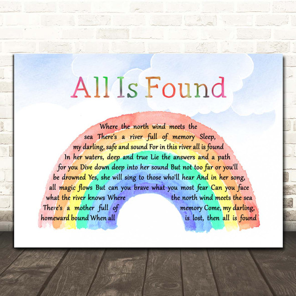 Evan Rachel Wood All Is Found Watercolour Rainbow & Clouds Song Lyric Print