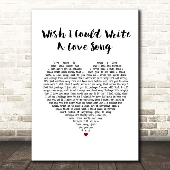 Chas & Dave Wish I Could Write A Love Song White Heart Song Lyric Print