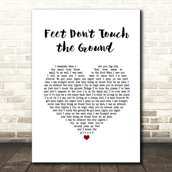 Stoney LaRue Feet Don't Touch the Ground White Heart Song Lyric Print