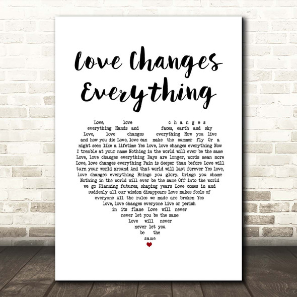Il Divo with Michael Ball Love Changes Everything White Heart Song Lyric Print