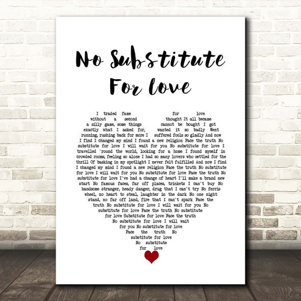 Madonna No Substitute For Love White Heart Song Lyric Print