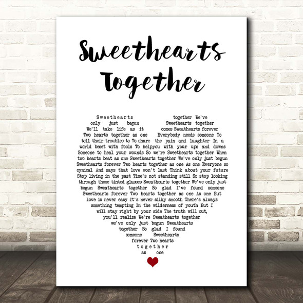 The Rolling Stones Sweethearts Together White Heart Song Lyric Print