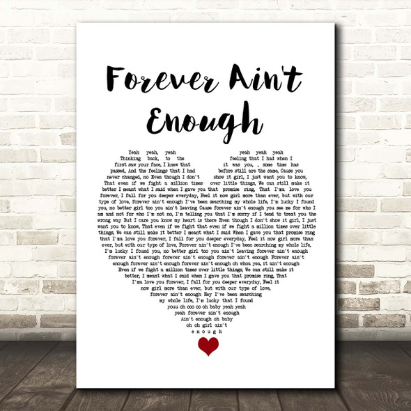 J. Holiday Forever Ain't Enough White Heart Song Lyric Print