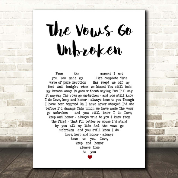 Kenny Rogers The Vows Go Unbroken White Heart Song Lyric Print